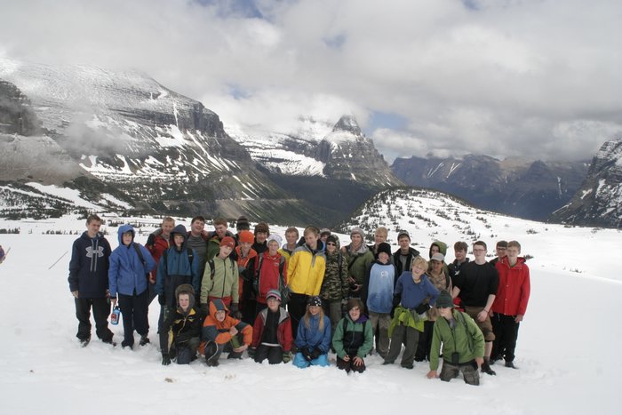 Troop 33 at the top of the Going to the Sun Road